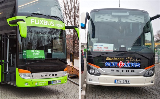 Autobusy spoleností Flixbus a Eurolines