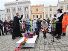 Masopust v historické Telči na náměstí Zachariáše z Hradce (2. března 2019).
