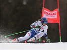 Slovenka Petra Vlhová na trati prvního kola obího slalomu ve pindlerov Mlýn.