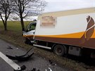 U nehody dvou dod�vek a osobn�ho auta u Rakovic zasahoval vrtuln�k z�chran���.