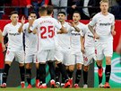 Radost fotbalist Sevilla v osmifinále Evropské ligy proti Slavii, gól dali u...