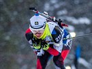 Veronika Vítková bhem sprintu en na mistrovství svta v Östersundu.