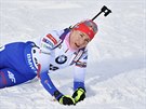 VYERPANÁ. Slovenská biatlonistka Anastasia Kuzminová v cíli sprintu na MS v...