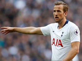 Harry Kane, tahoun Tottenhamu, bhem severolondnskho derby s Arsenalem.