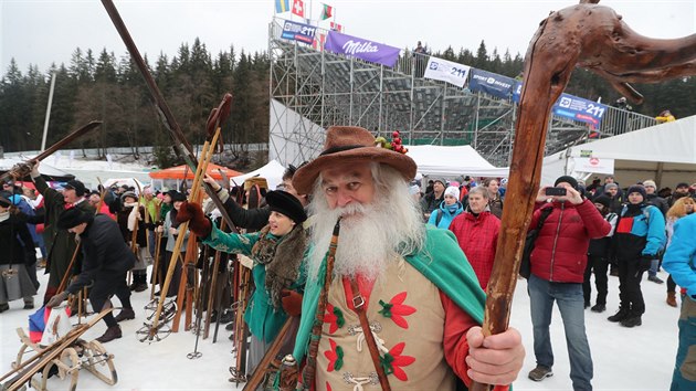 Během Světového poháru alpských lyařek ve Špindlerově Mlýně nechyběl ani Krakonoš.