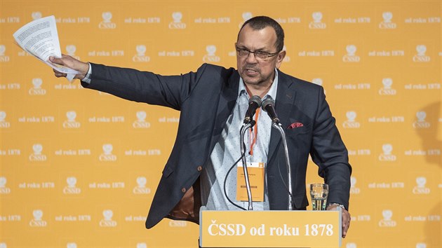 Jaroslav Foldyna vystoupil 1. bezna 2019 v kulturnm dom Stelnice v Hradci Krlov na volebnm sjezdu SSD.