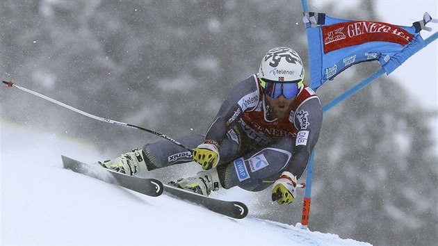 Kjetil Jansrud v superobm slalomu v Kvitfjellu.