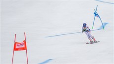 Slovenka Petra Vlhová na trati prvního kola obího slalomu ve pindlerov Mlýn.