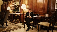 Premiér Andrej Babi po tiskové konferenci v hotelu Hay Adams v americkém...