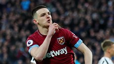 Declan Rice z West Hamu slaví gól v síti Newcastlu.