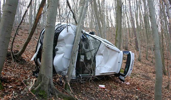 Mu zapomnl na lesní cest zajistit svou kodu proti pohybu, auto se tak...