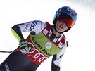 Mikaela Shiffrinová v cíli superobího slalomu v Soldeu.