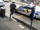Novozélandská policie zasahuje pi útoku v novozélandském mst Christchurch....