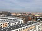 Výhled z 9. patra budovy na Budjovické ulici
