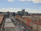Výhled z 9. patra budovy na Budjovické ulici