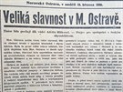 Ostravsk tisk na zatku okupace v beznu 1939.