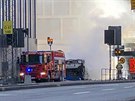 V centru védského Stockholmu explodoval autobus (10. bezna 2019).