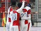 Slávistická radost v odvet osmifinále Evropské ligy proti Seville po gólu...