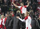 Slávisté slaví postup do tvrtfinále Evropské ligy proti FC Sevilla.