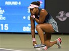 Frustrovaná Naomi Ósakaová v osmifinále turnaje v Indian Wells.