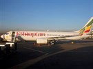 Letoun etiopských aerolinií Boeing 737-800 stojí na mezinárodním letiti v...