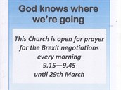 Kostel ve mst Bicester pod kad den modlitby za brexitov vyjednvn.