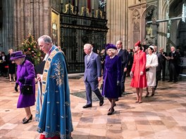 Britská královská rodina na bohoslužbě ve Westminsterském opatství v Londýně...