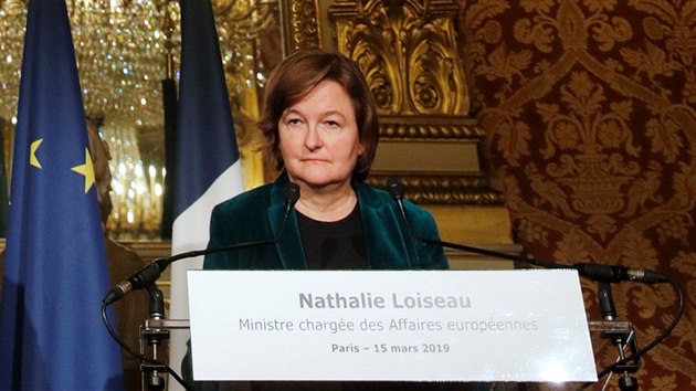 Francouzsk ministryn pro evropsk zleitosti Nathalie Loiseauov v Pai (15. 3. 2019)