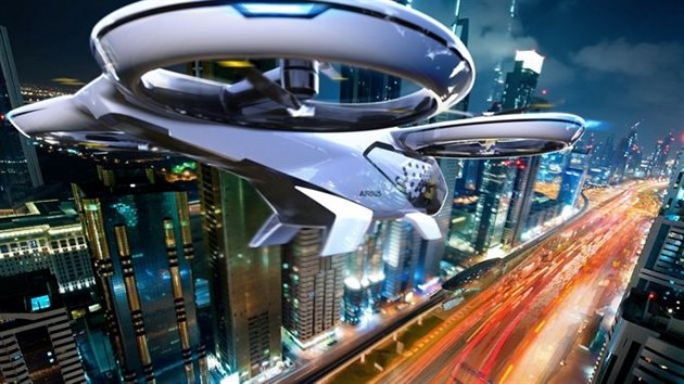 Ilustrace leteck�ho taxi CityAirbus v no�n�m provozu.