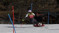 Mikaela Shiffrinová ve slalomu v Soldeu.