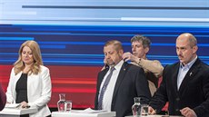 Zuzana aputová, tefan Harabin a Marian Kotleba v televizní debat ped...