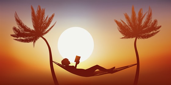 femme - livre - dtente - vacances - hamac - lecture - palmier - tranquille - symbole - lire - calme