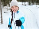 Cross-country skiing woman on ski