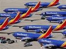 Flotila doasn odstavených letoun Boeing 737 MAX 8 spolenosti Southwest...