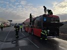 Poár zastavil autobus u Litvínovic ped eskými Budjovicemi.