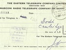 Útenka za telegram z Port Saidu, z pozstalosti Vojtcha Formánka.