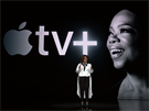 Oprah Winfreyová pi pedstavování nové platformy Apple TV+ (25. bezna 2019)