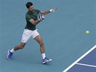 Novak Djokovi pi trninku v Miami.