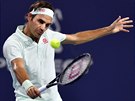 Roger Federer ve tvrtfinále turnaje v Miami.