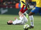 NEJDE TO. Záloník Vladimír Darida utkání s Brazílií nedohrál kvli zranní.