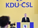 Konící pedseda KDU-SL Pavel Blobrádek na volebním sjezdu strany v Brn (29....