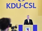 Konící pedseda KDU-SL Pavel Blobrádek na volebním sjezdu strany v Brn (29....