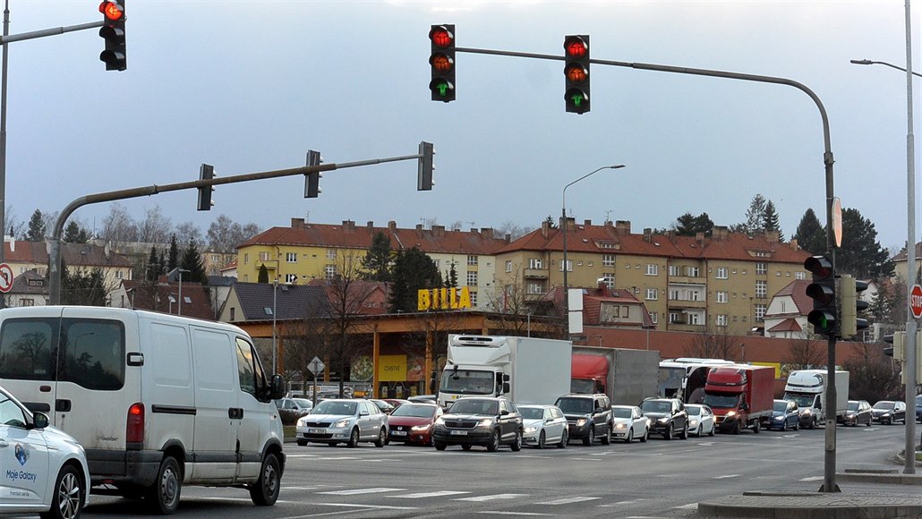 Světelná křižovatka v Litomyšli (21. března 2019)