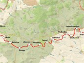 Mapa Švestkové dráhy Lovosice - Čížkovice - Obrnice - Most