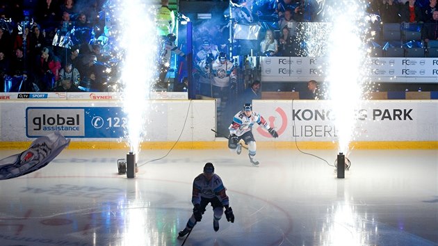 Nstup hokejist Liberce ke tvrtfinlovmu duelu proti Mlad Boleslavi.