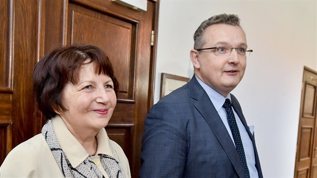Sprvkyn dla vtvarnka Zdeka Milera Milena Fischerov (vlevo) a jej advokt Ji Matzner u praskho vrchnho soudu (25. bezna 2019)