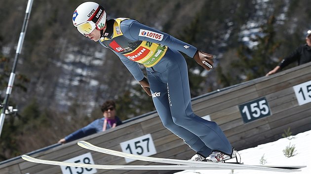 Polk Kamil Stoch pistv v zvod drustev v Planici.