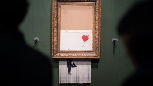 Banksyho skartovan obraz Dvka s balonkem