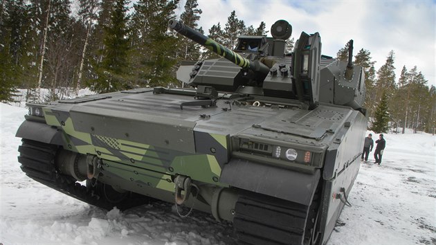 Bojové vozidlo pěchoty CV90 Mark IV., se kterým se švédský výrobce Hägglunds uchází o padesátimiliardovou zakázku na přezbrojení české armády