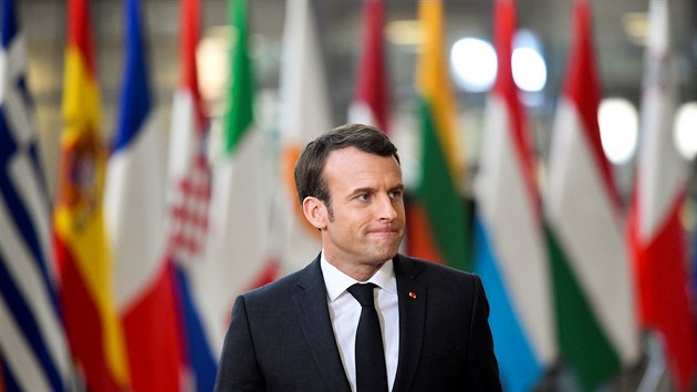 Francouzsk prezident Emmanuel Macron na summitu EU v Bruselu (21. bezna 2019)